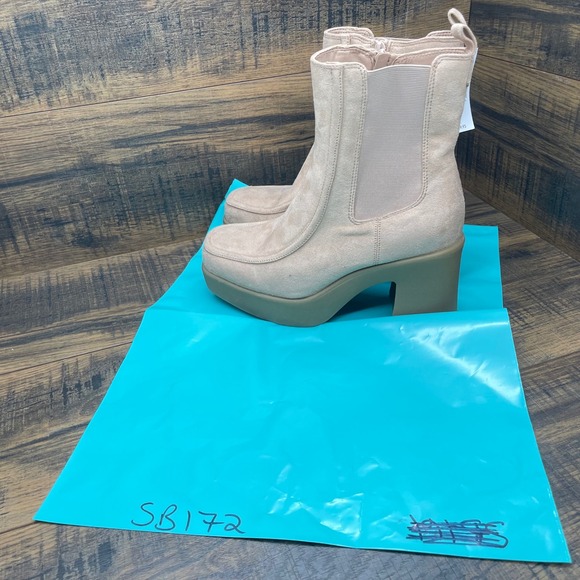 Lane Bryant Women's Ankle Boots Beige Platform Heel Zip Size 10W - Picture 13 of 13